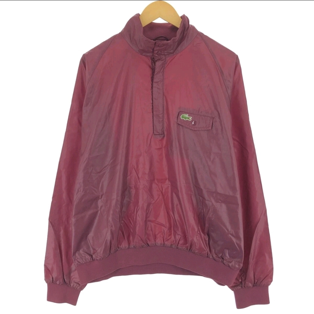 Vintage Izod Lacoste Burgundy Pullover Windbreaker Jacket XL